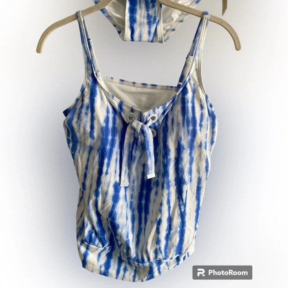 NWT MICHAEL Kors Striped Blue and White Tankini Swimsuit Size S - Picture 4 of 15